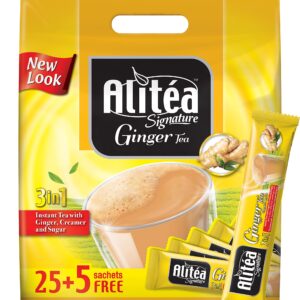 ALI TEA SIGNATURE 3IN1 GINGER  24*(25+5)*20GM | علي كافي كيس اصفر بالزنجبيل(25+5 مجانا) 24*20 جرام