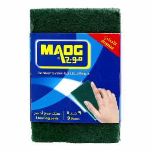 MAOG SCOURING PAD GREEN 9P*40 OTR | سلك موج الاخضر 9 حبه*40 شده