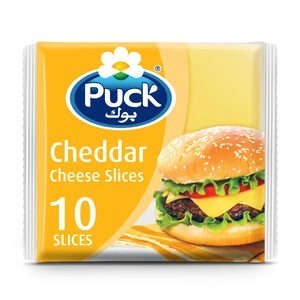 PUCK CHEESE SLICE CHEDDAR (10SLICE)24P*200GM | بوك جبن سليس الشيدار (10حبه) 24حبه*200جرام