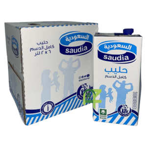 SAUDI MILK FULL FAT 6P*2L | حليب السعوديه 6حبه*2لتر