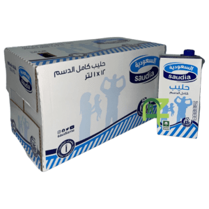 SAUDI MILK FULL FAT 12P*1LTR | حليب السعوديه 12حبه*1 لتر