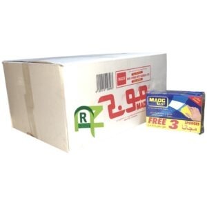MAOG LEAF TOUCH SCRUB SPONGE 24*3PS | اسفنج مع السلك موج الاصفر 2+1